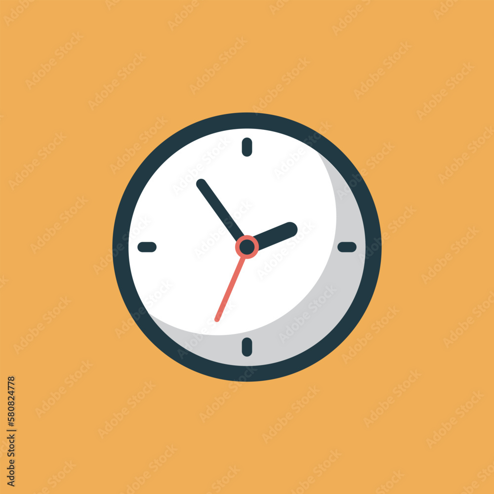 Vector illustration of round wall clock icon.