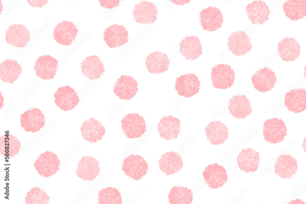 Random drawn dots seamless pattern. Pink watercolor circles in a chaotic vector pattern. Polka dots soft colors seamless pattern. Pink spots on a white background for fabric, textile, wrapping Random drawn dots seamless pattern. Pink watercolor circles in a chaotic vector pattern. Polka dots soft colors seamless pattern. Pink spots on a white background for fabric, textile, wrapping