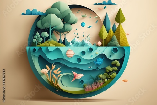 Environmental protection and save earth water. Generative AI illustration. © Marcela Ruty Romero