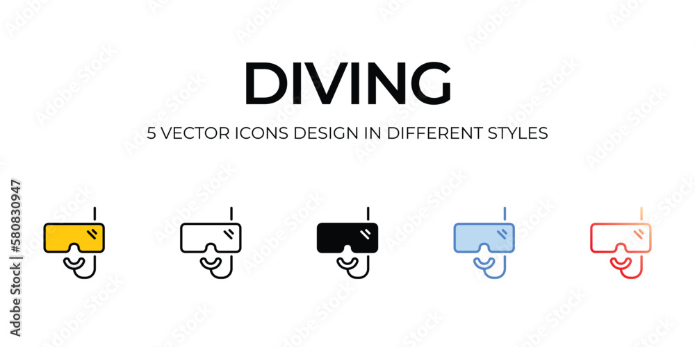 diving icons set vector illustration. vector stock, diving icons set vector illustration. vector stock,