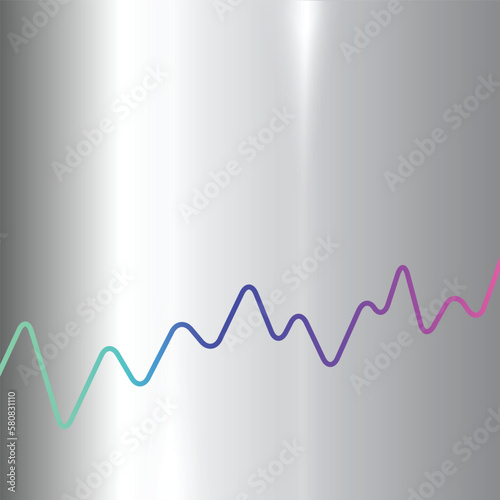 Steel metal silver background with colorful wave line, copy space