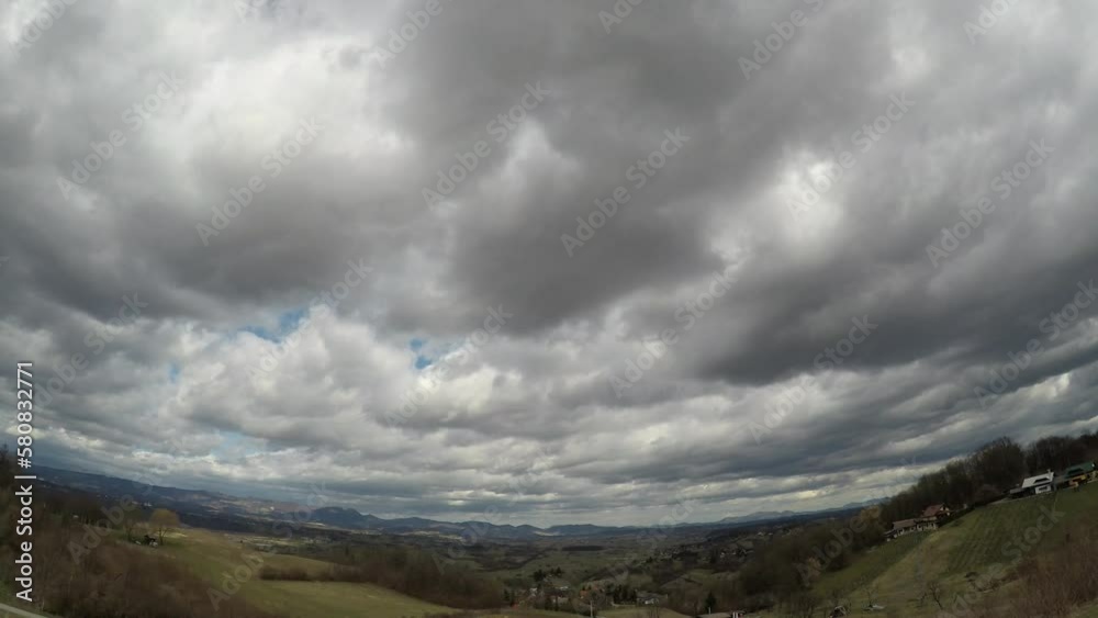 Time lapse of moving clouds, morning, north Croatia, wide angle Time lapse of moving clouds, morning, north Croatia, wide angle