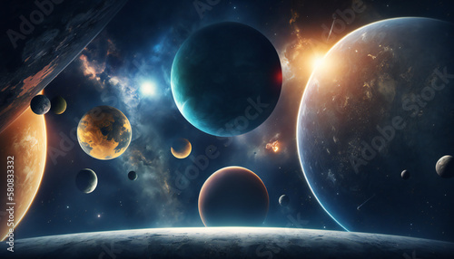 Solar system in space - Space wallpaper - Generative AI