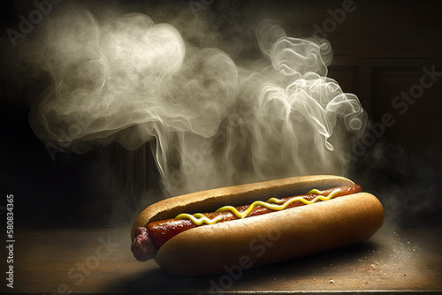 BBQ HalfSmoke Hot Dog in the kitchen ,generative artificial intelligence photo