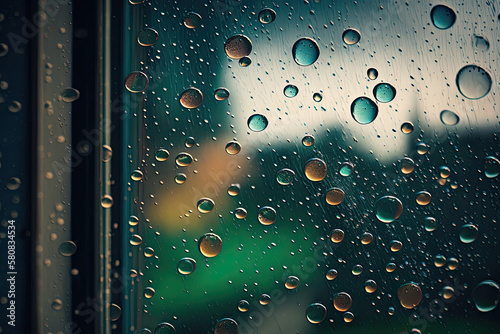 drops of water on a pane of glass. Generative AI