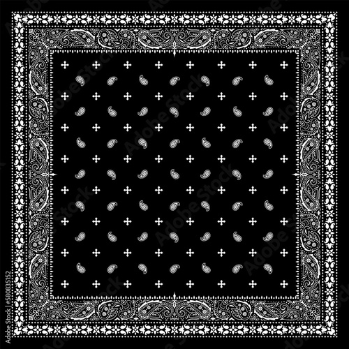 Simply Bandana decorated with white geometric ornament lines that can be applied to fabrics of various colors