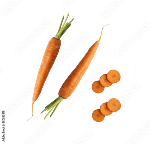 Carrots and cut carrots on a transparent background png