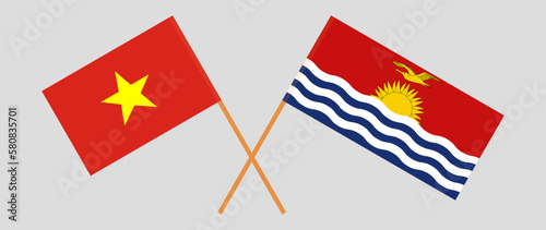 Crossed flags of Vietnam and Kiribati. Official colors. Correct proportion photo