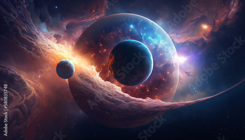 Solar system in space - Space wallpaper - Generative AI