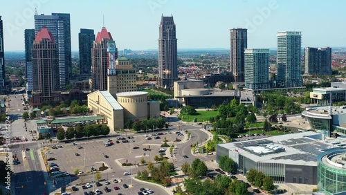 Aerial hyperlapse view of Mississauga, Ontario, Canada 4K