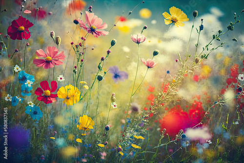 Colorful flower meadow in spring , generative artificial intelligence  © Tor Gilje