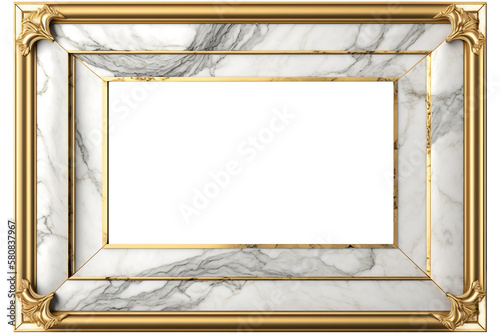 Gold and marble frame. Blank, elegant border for designs