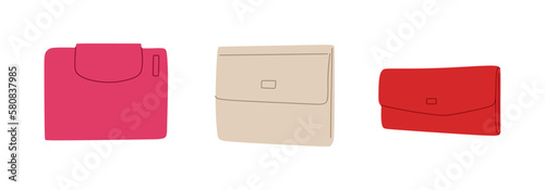 Women's Wallets Set. Flat fashion wallet illustration. Vector illustration of Handbag or Clutch Bag