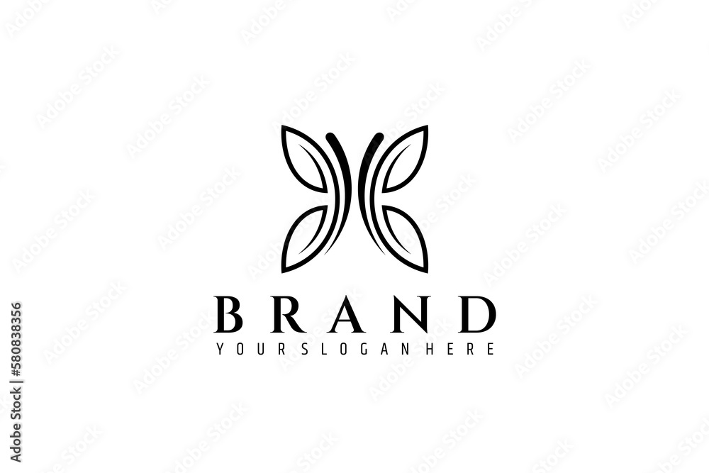 Beautiful butterfly logo flying with leaf shaped wings, adding a natural feel to the logo design