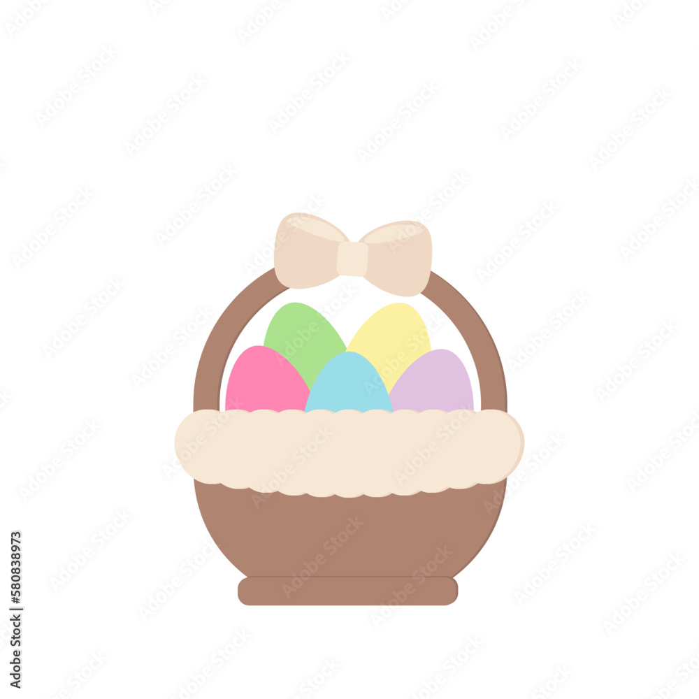 Easter basket with eggs. Vector illustration. Easter basket with eggs. Vector illustration.