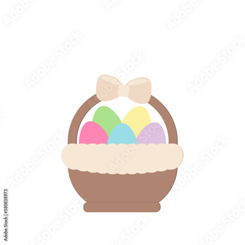 Easter basket with eggs. Vector illustration.