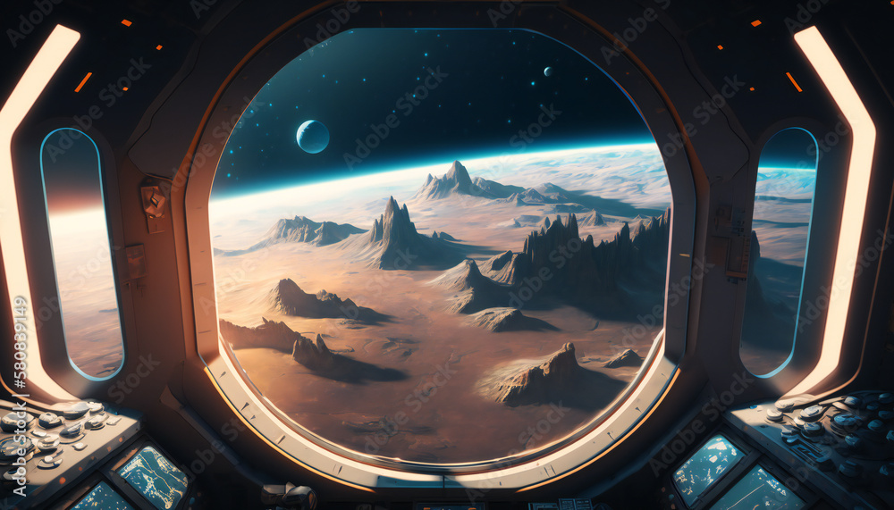 Space station with a view into space - Space wallpaper - Generative AI Space station with a view into space - Space wallpaper - Generative AI