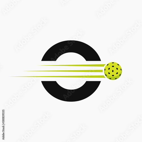 Letter O Pickleball Logo Symbol. Pickle Ball Logotype Vector Template