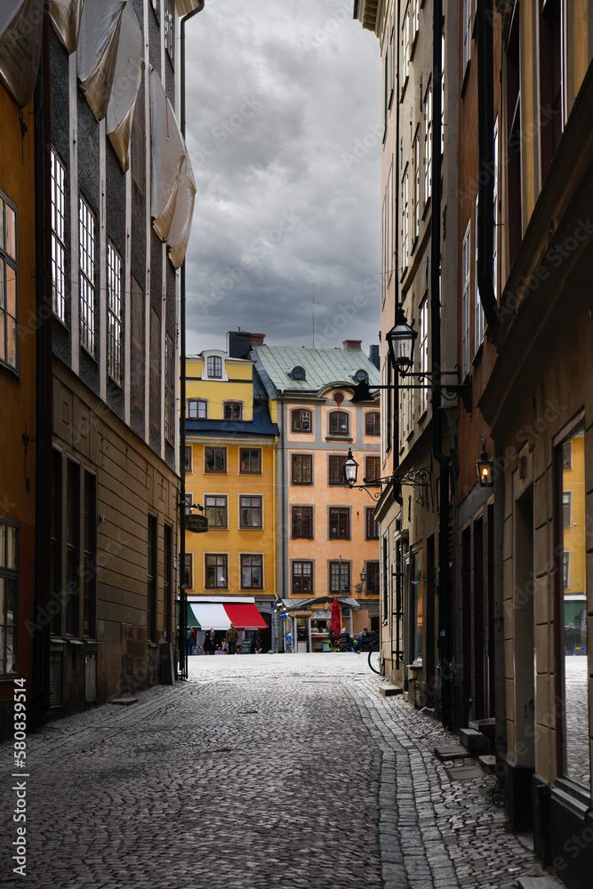Stockholm, Sweden in the winter with stormy skies