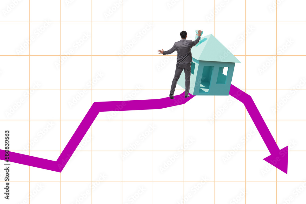 Concept of real estate price bubble bursting Concept of real estate price bubble bursting