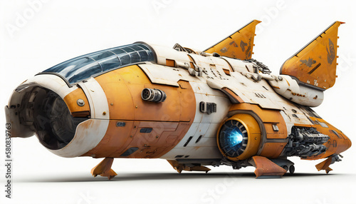 Fototapeta Naklejka Na Ścianę i Meble -  Space station in Outer space isolated on white background - Space wallpaper - Generative AI