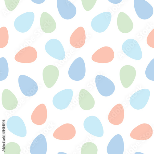 Minimalistic pattern with silhouettes of colored eggs on a white background, easter theme