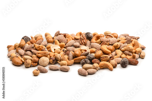 A group of almonds, pistachios, walnuts, macadamia, cashews.