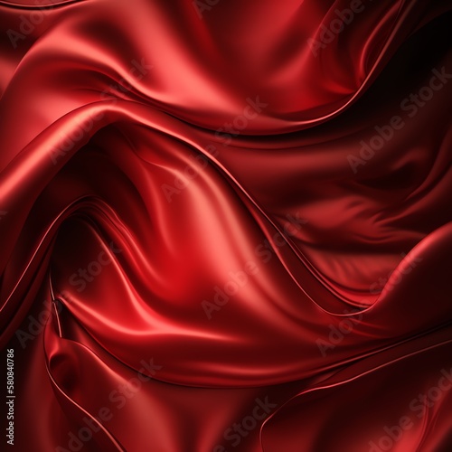 Red silk fabric background. AI generated