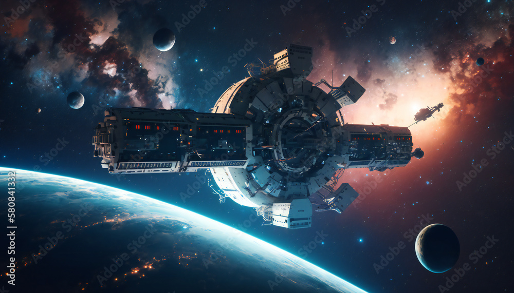 Space station in Outer space - Space wallpaper - Generative AI Space station in Outer space - Space wallpaper - Generative AI