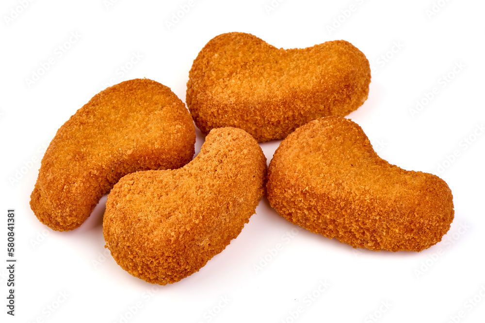 Deep fried chicken fillet in breadcrumbs, isolated on white background. Deep fried chicken fillet in breadcrumbs, isolated on white background.