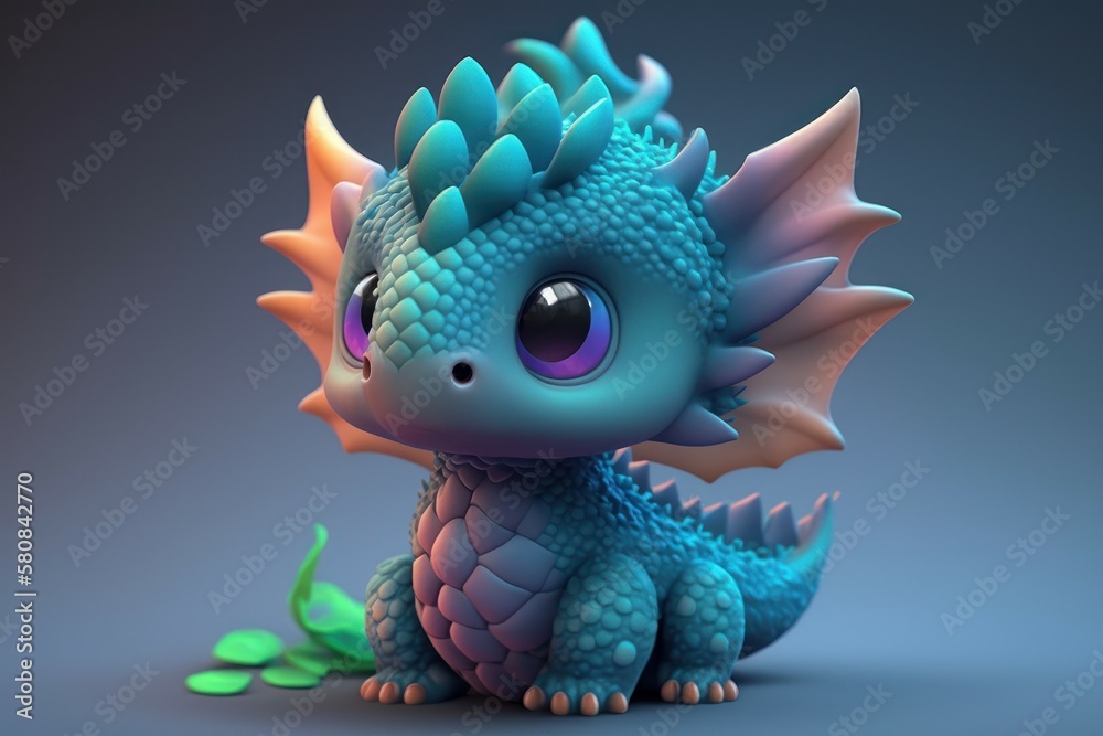 Cute adorable baby dragon, selective focus. AI generated, human enhanced Cute adorable baby dragon, selective focus. AI generated, human enhanced