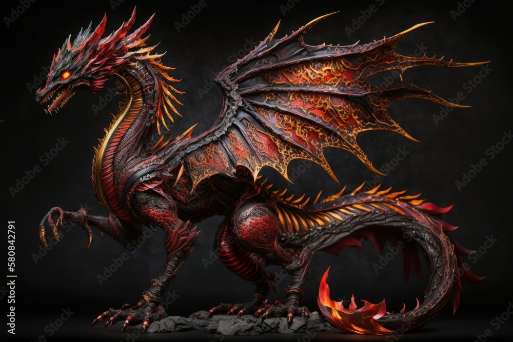Chinese fire-breathing Dragon, selective focus. AI generated, human enhanced Chinese fire-breathing Dragon, selective focus. AI generated, human enhanced