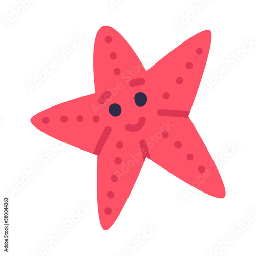 Cute red starfish underwater creature cartoon vector illustration