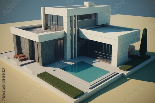 Modern House pool concept, Generative AI
