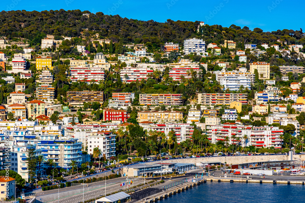 custom made wallpaper toronto digitalNice Port and yacht marina district sunset panorama with Mont Boron hill at French Riviera of Mediterranean Sea Harbor in France
