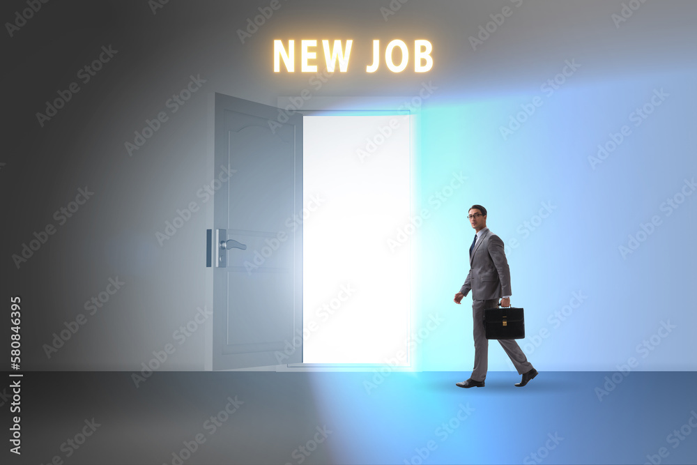 Fototapeta premium New job concept with open door