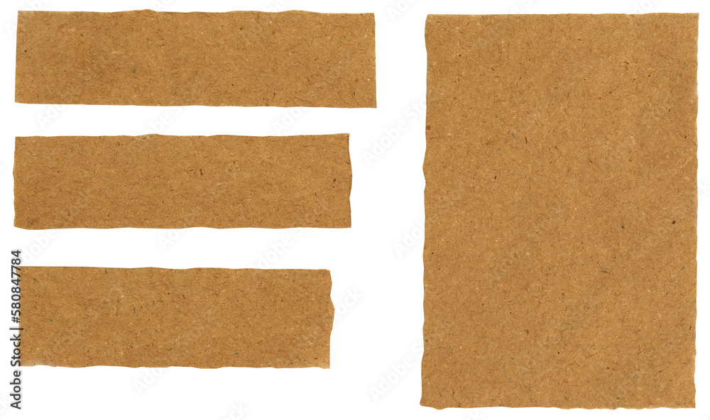 Brown papers over white background