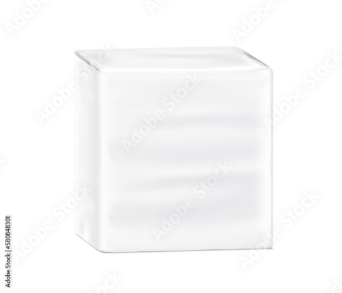 High realistic package bag mockup. Half side view. Vector illustration isolated on white background. Great way to use for presentation your product, design. EPS10.	