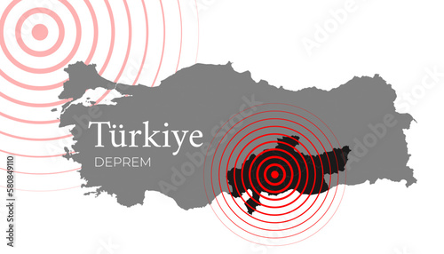 Turkey, earthquake February 6, 2023. Vector Illustration of the Map of Turkey on White Background. EPS 10