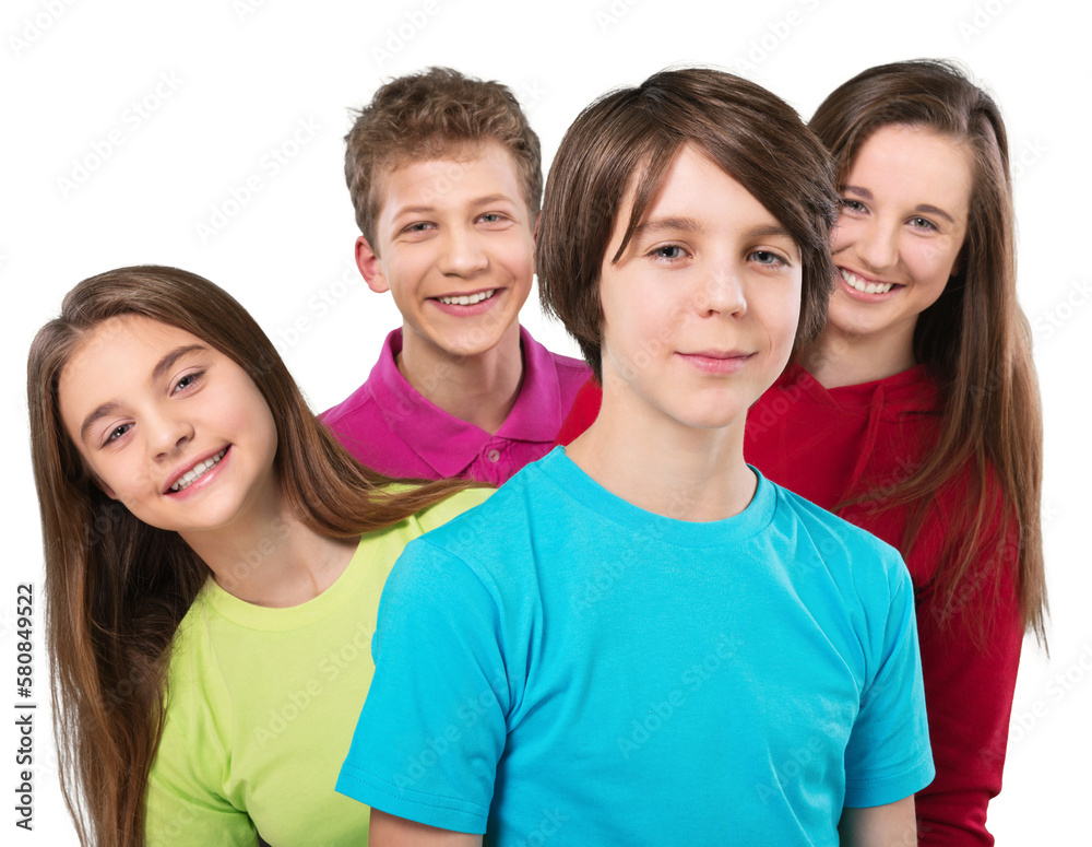 Friendly school children concept - isolated on white Friendly school children concept - isolated on white
