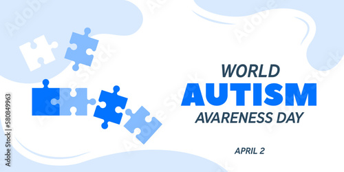 Blue puzzle pieces. Vector illustration for banners, backgrounds, medical posters, brochures, print and health care awareness campaign for autism