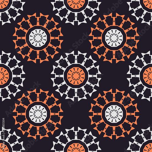 Seamless pattern with ethnic geometric ornament.