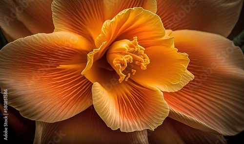  a close up of a yellow flower with a black background.  generative ai