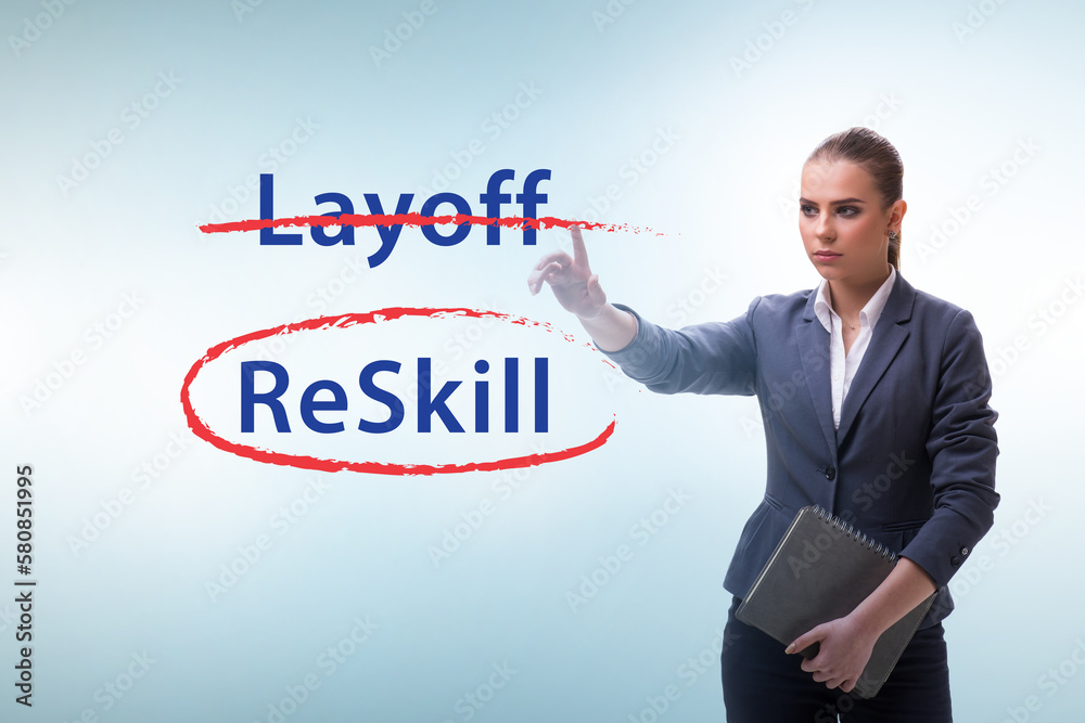 Re-skilling and upskilling in learning concept Re-skilling and upskilling in learning concept