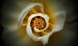  a close up of a white flower with a yellow center.  generative ai