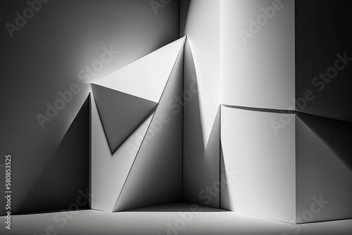 Minimalistic Monochrome Geometric Corner Background. Illustration AI Generative