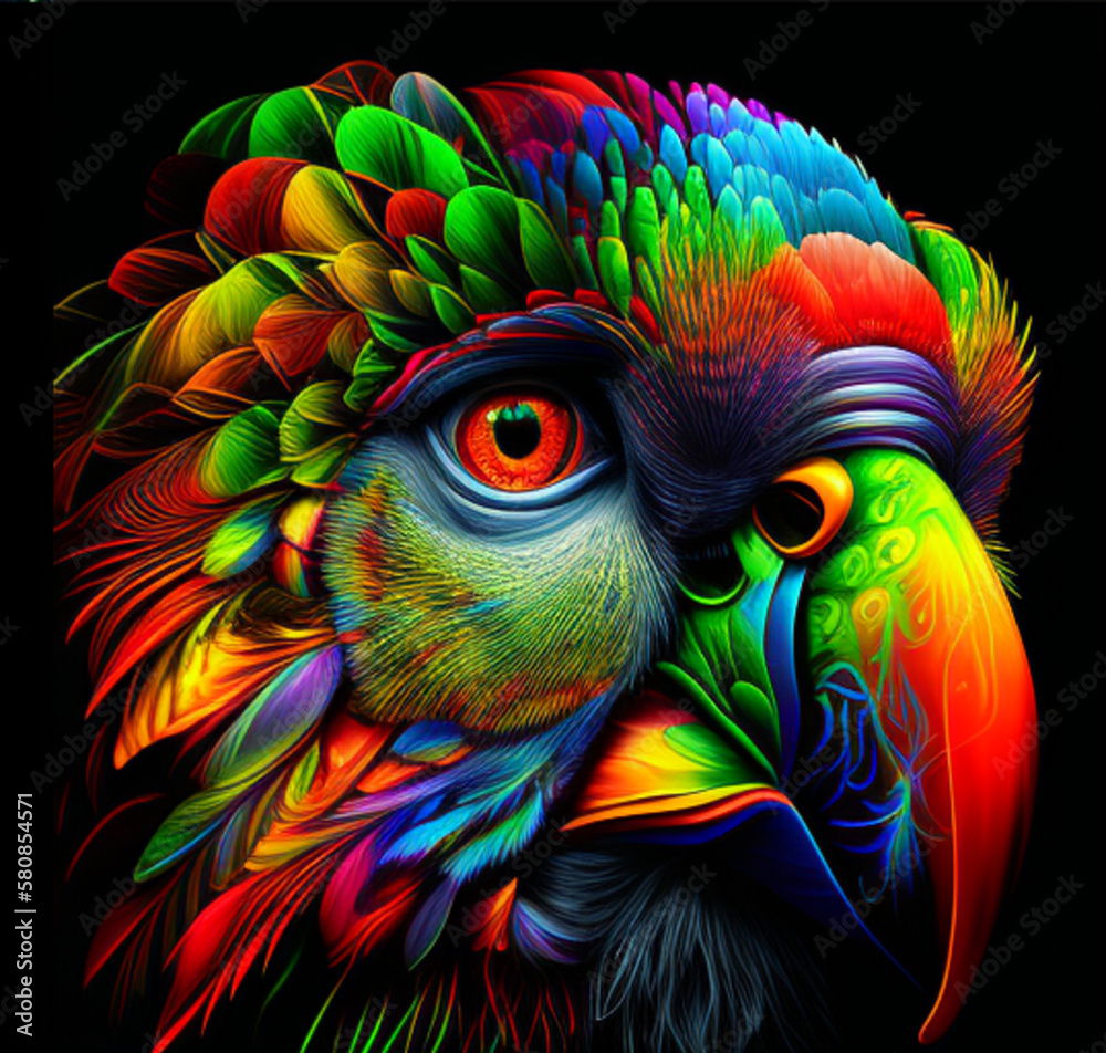 Obraz premium 4 Abstract brazilian carnival parrot, Generative AI