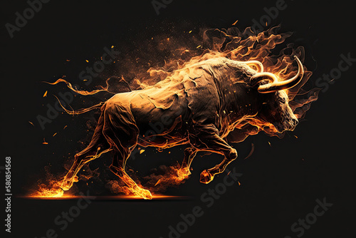  Running fire bull, generative artificial intelligence  © Tor Gilje