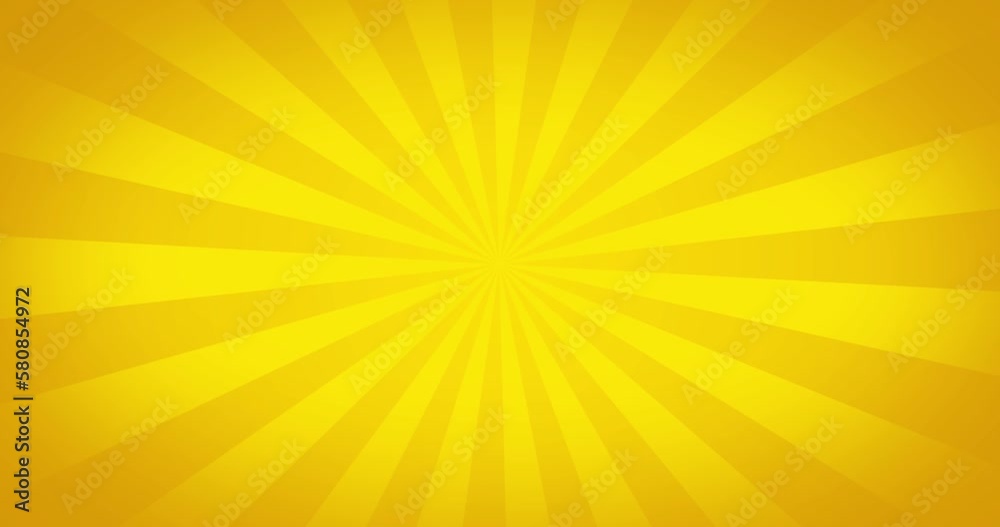 Motion sunburst abstract yellow background. Stripes rotating. Looped animation 4k