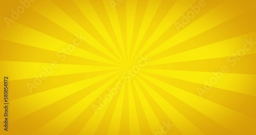 Motion sunburst abstract yellow background. Stripes rotating. Looped animation 4k